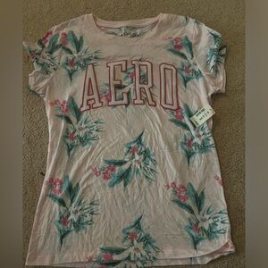 Aeropostale pink and green floral shirt.